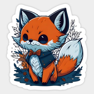 Kawaii Adorable Cartoon Dapper Fox Design Sticker